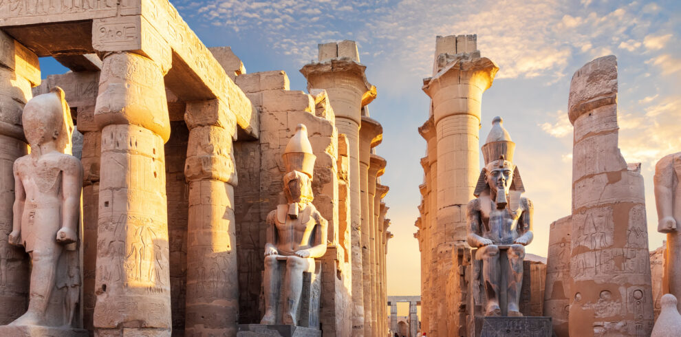 Luxor Temple courtyard and the statues of Ramses II, Egypt